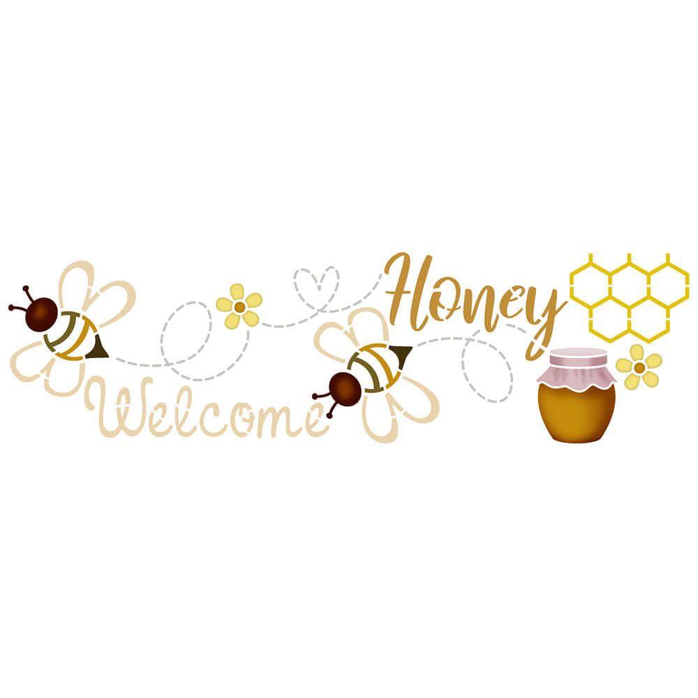 Stencil Litoarte 28x8 STE-384 Welcome Honey - Palácio da Arte