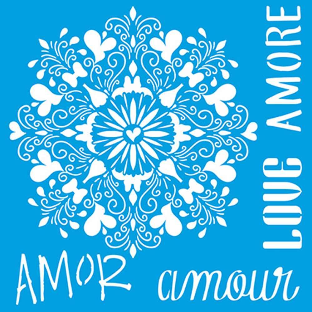 Stencil Litoarte 30x30 STQG-011 Mandala Amor Amour - Palácio da Arte