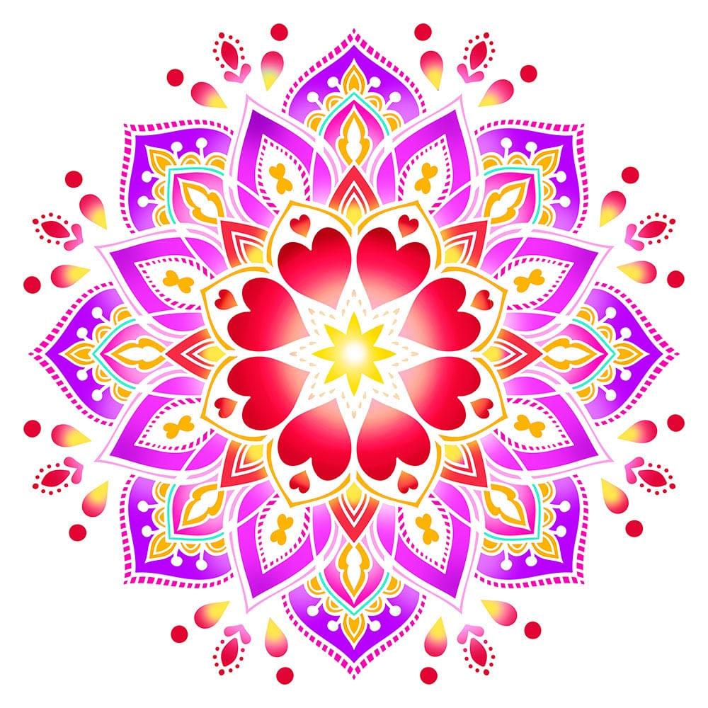 Stencil Litoarte 30x30 STQG-027 Mandala Corações - Palácio da Arte
