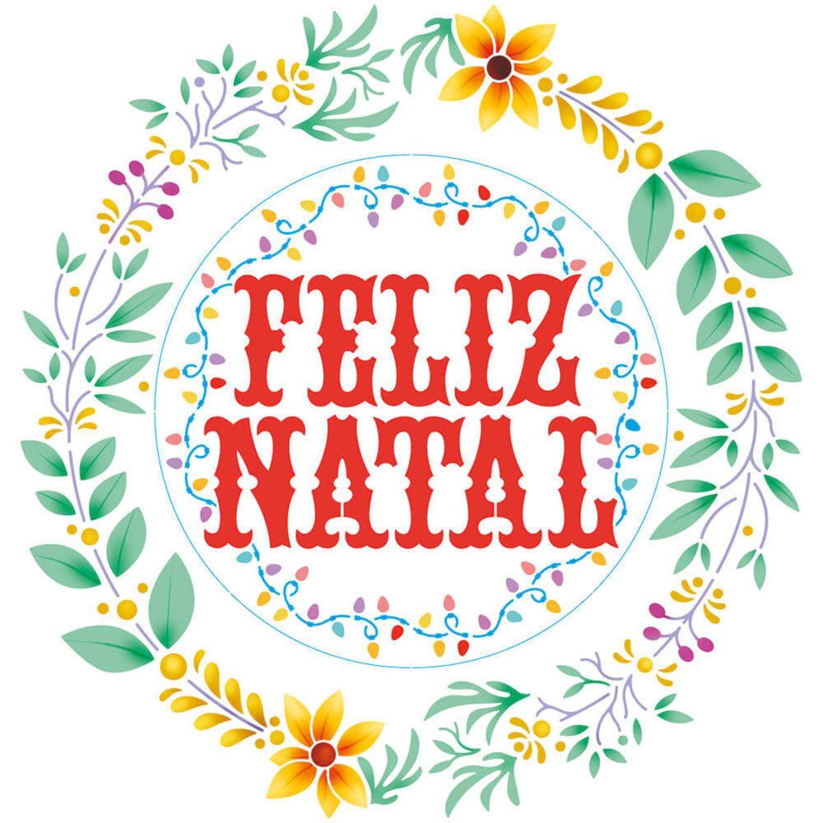 Stencil Litoarte 30x30 STQGN-002 Natal Guirlanda Feliz Natal II - Palácio da Arte