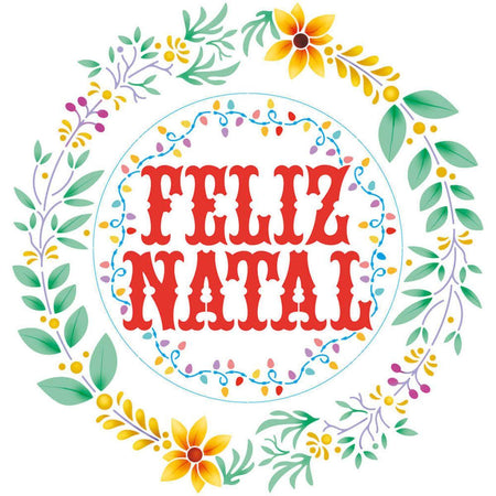 Stencil Litoarte 30x30 STQGN-002 Natal Guirlanda Feliz Natal II - Palácio da Arte