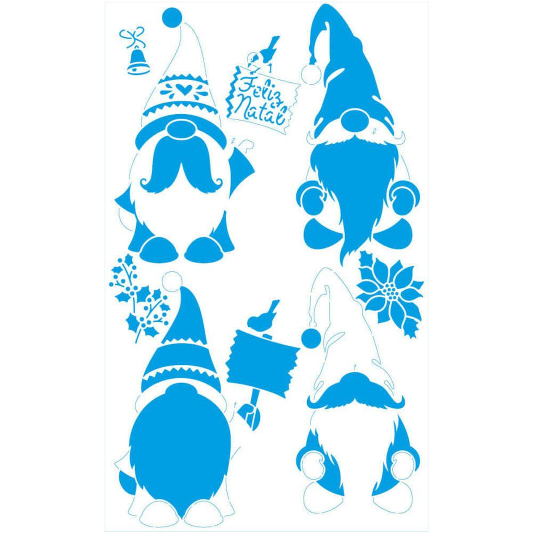 Stencil Litoarte 34x21 STNGG-055 Natal Gnomos - Palácio da Arte
