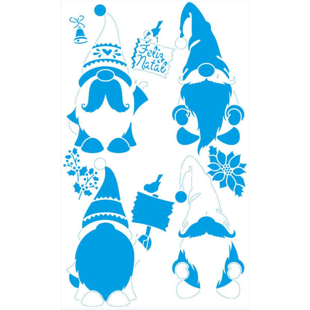 Stencil Litoarte 34x21 STNGG-055 Natal Gnomos - Palácio da Arte