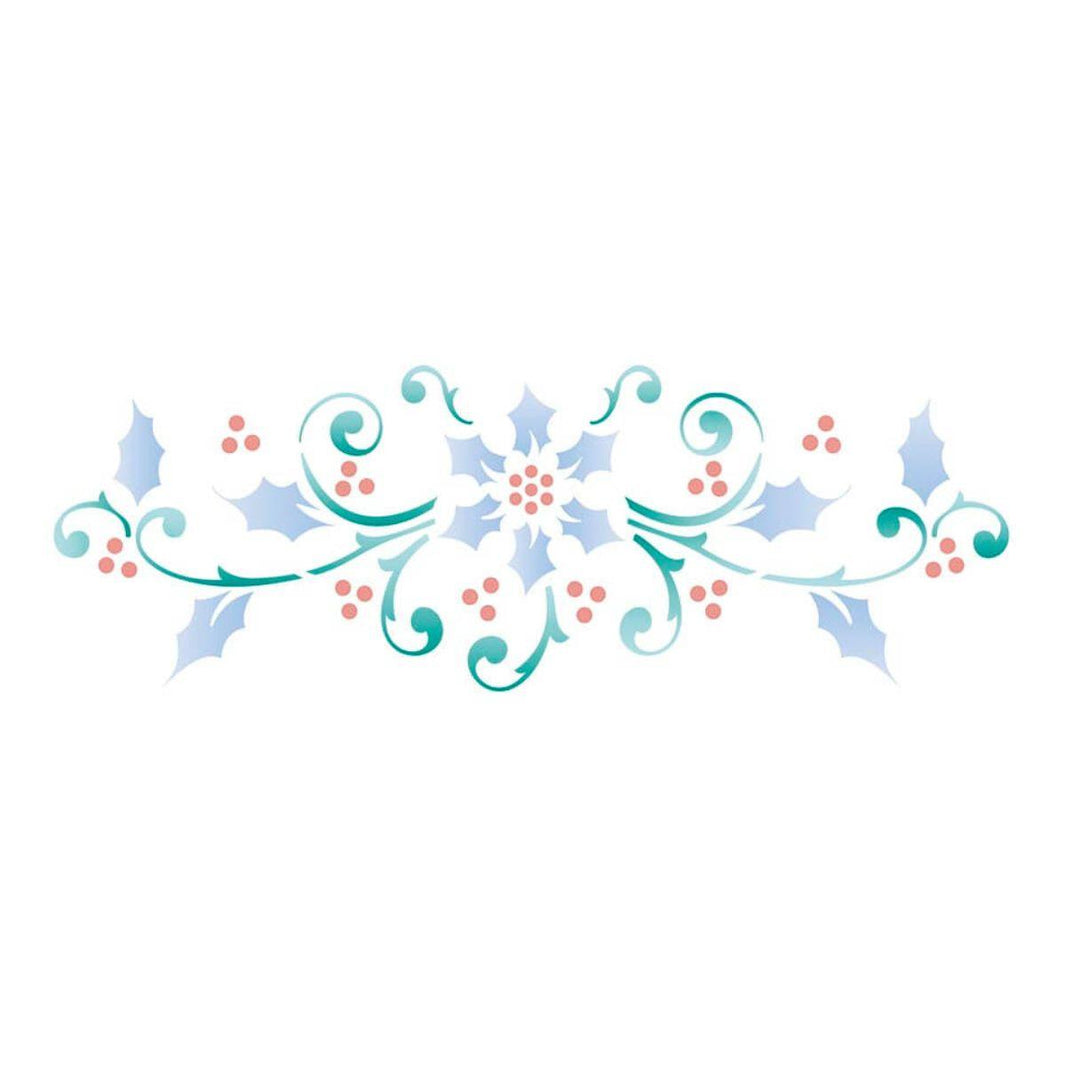 Stencil Litoarte 6x17 STNP-006 Natal Arabesco e Poinsétia - Palácio da Arte