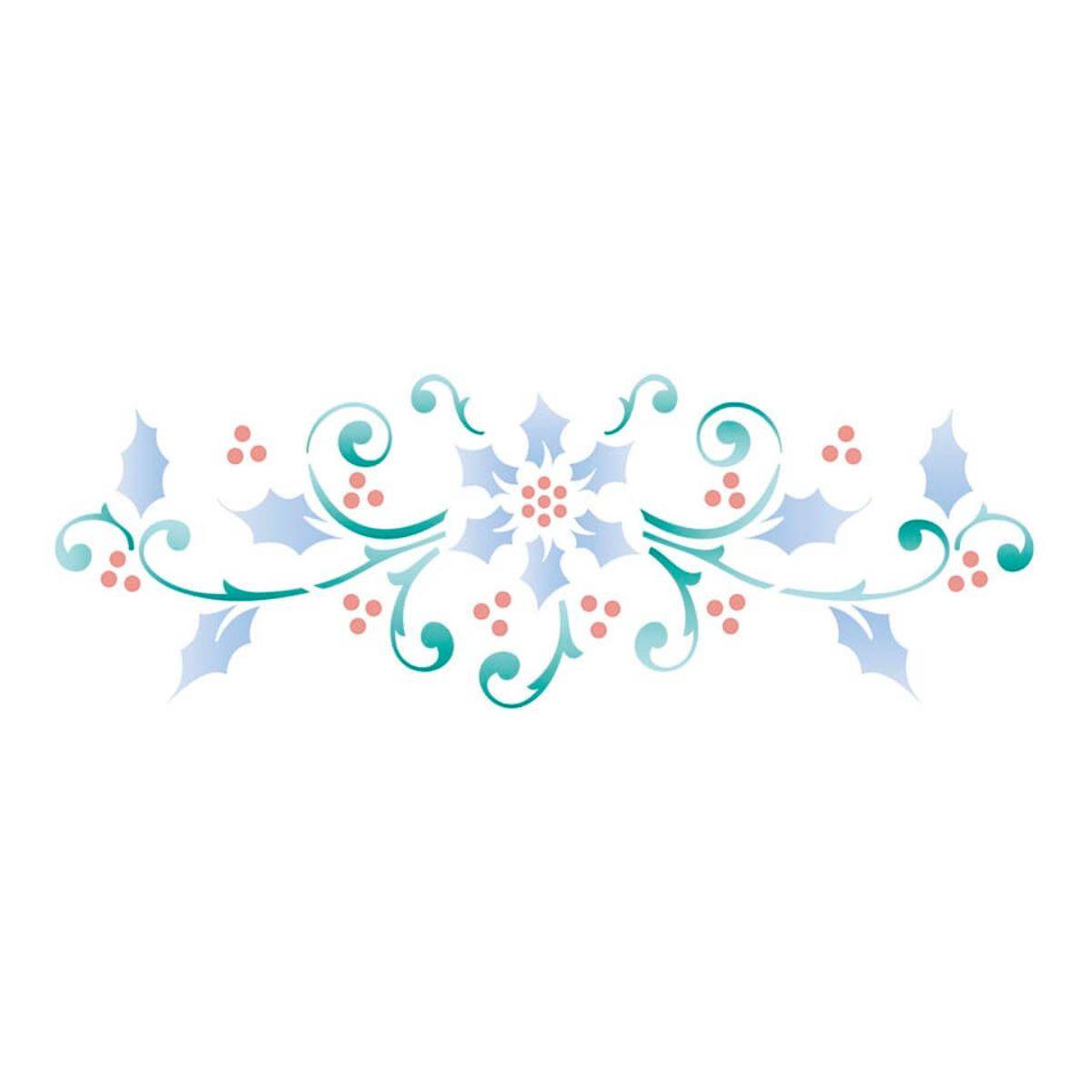 Stencil Litoarte 6x17 STNP-006 Natal Arabesco e Poinsétia - Palácio da Arte