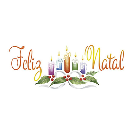 Stencil Litoarte 6x17 STNP-012 Natal Velas e Feliz Natal - Palácio da Arte