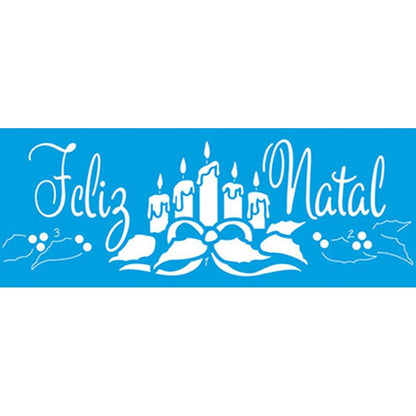 Stencil Litoarte 6x17 STNP-012 Natal Velas e Feliz Natal - Palácio da Arte