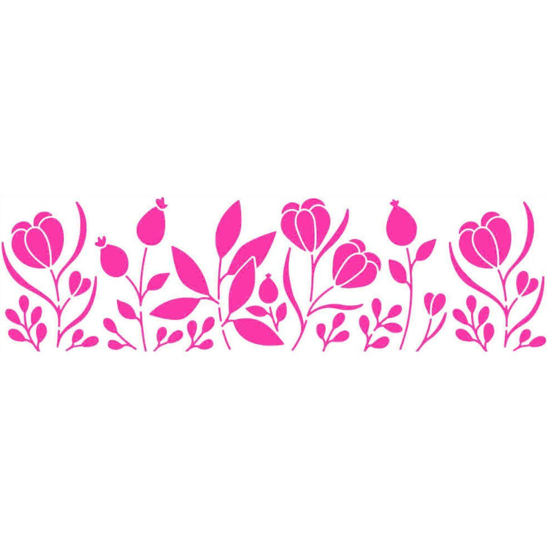 Stencil Litoarte 8x28 STE-391 Flores e Folhas - Palácio da Arte