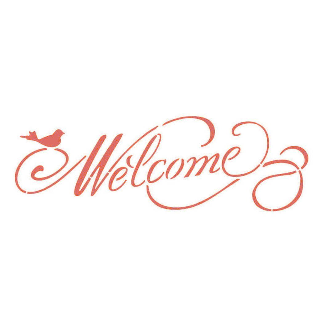 Stencil Litoarte 8x28 STE-401 Welcome Com Pássaro - Palácio da Arte