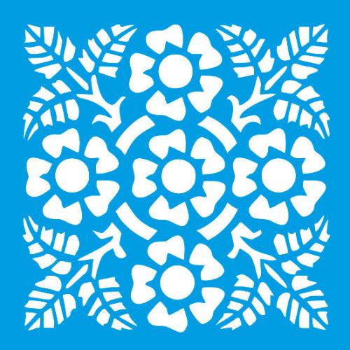Stencil Litocart 14x14 LSP-126 Azulejo Flores - Palácio da Arte