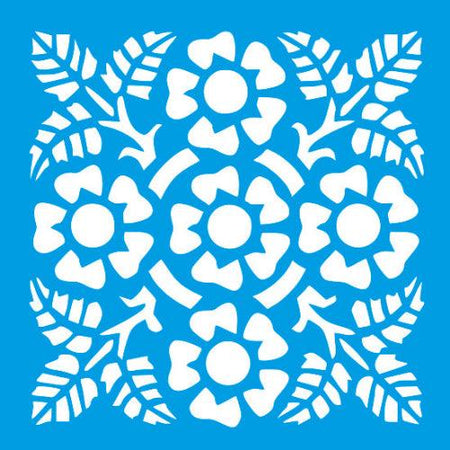 Stencil Litocart 14x14 LSP-126 Azulejo Flores - Palácio da Arte