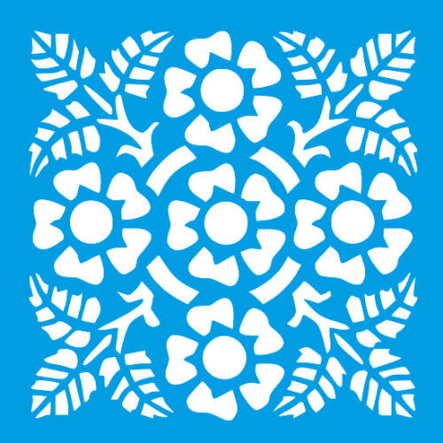 Stencil Litocart 14x14 LSP-126 Azulejo Flores - Palácio da Arte