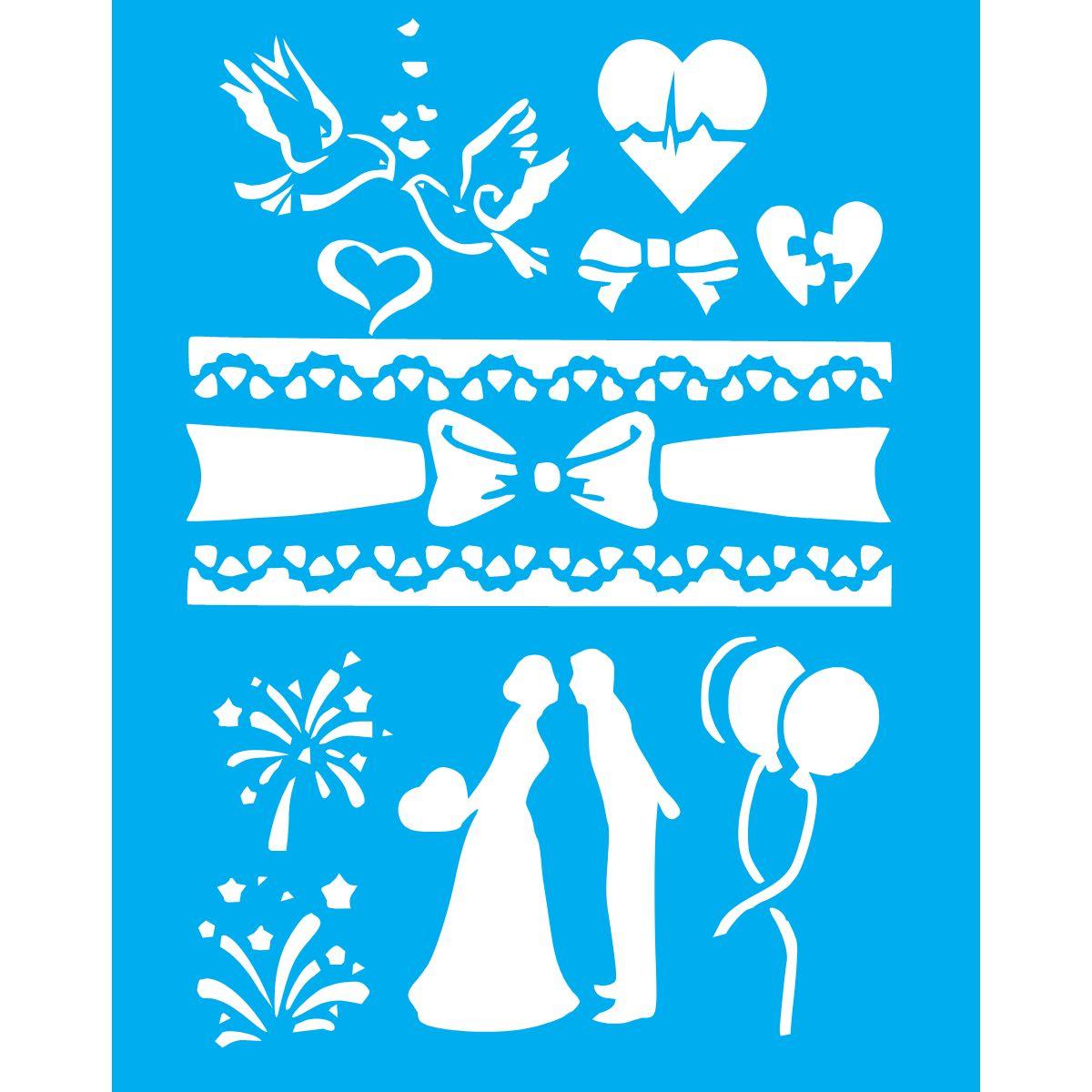 Stencil Litocart 25x20 LSG-235 Casal Laço de Amor - Palácio da Arte