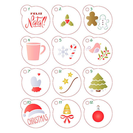 Stencil Mini Litoarte 17x21 STMIN-001 Natal Enfeites Natalinos - Palácio da Arte