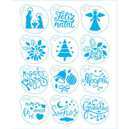 Stencil Mini Litoarte 17x21 STMIN-004 Elementos de Natal - Palácio da Arte