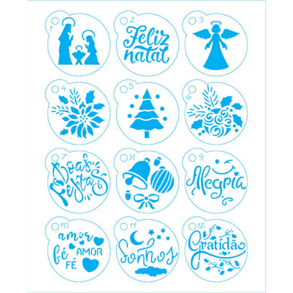 Stencil Mini Litoarte 17x21 STMIN-004 Elementos de Natal - Palácio da Arte