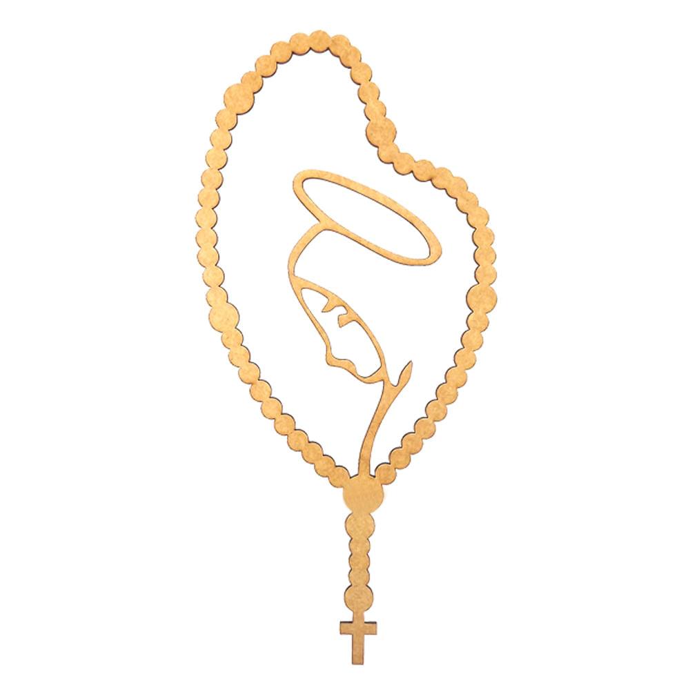 Terço de Maria com detalhe 11x5cm em MDF - Palácio da Arte