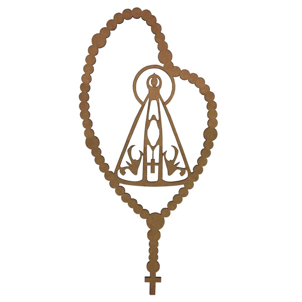 Terço Nossa Senhora Aparecida 36x17cm em MDF - Palácio da Arte